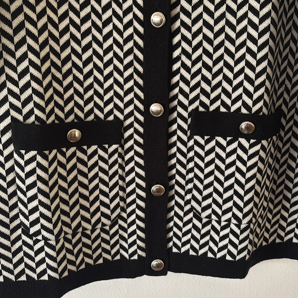Talbots Plus Black and White Button Sweater - Picture 3 of 7